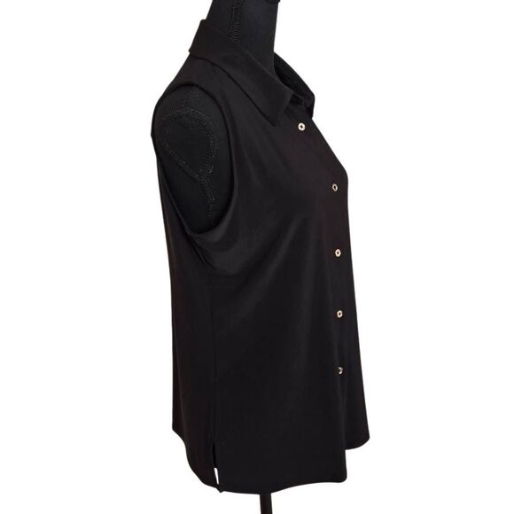 Tommy Hilfiger Womens Black Sleeveless Button Front Blouse Size Medium - Picture 4 of 9